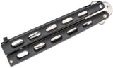 Bear & Son Butterfly Knife High Carbon Stainless Steel Blade/Black Epoxy Powder Coated Steel Handle SKU BC114B
