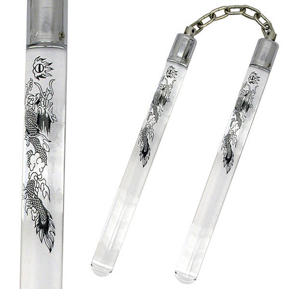 Nunchaku Clear With Dragon SKU C134-DR