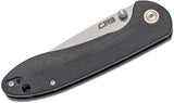CJRB Feldspar Liner Lock Knife Stonewash D2 Tool Steel Blade/Black G10 Handles SKU J1912BKC