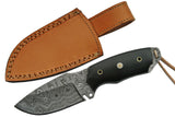 Damascus Buffalo Horn Knife comes with Sheath SKU DM-1128HN