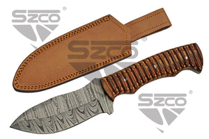 Damascus Golden Yellow Skinner comes with Sheath SKU DM-1331