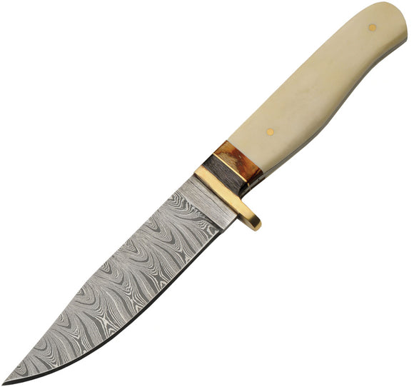 Damascus Autumn Bone Hunter Knife comes with Sheath SKU DM-1339