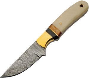 Damascus Autumn Brass Hunter Knife comes with Sheath SKU DM-1340