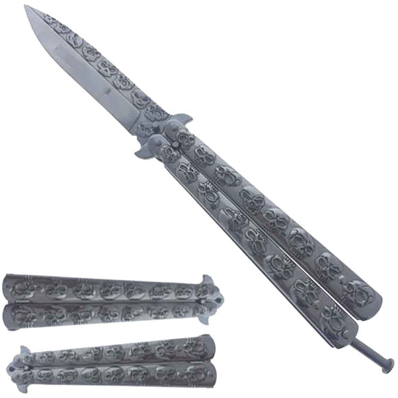 Chrome Skull Butterfly Training Knife