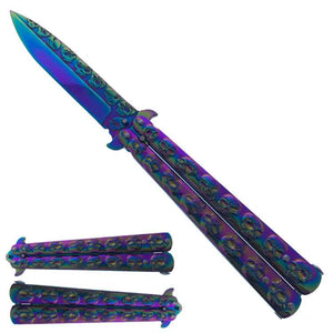 Rainbow Skull Butterfly Training Knife