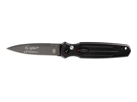 MINI COVERT AUTO GERBER - BLACK, BLACK BLADE, FINE EDGE