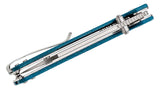 QSP Knives Penguin Folding Knife 3.06" D2 Sheepsfoot Blade, Blue Linen Micarta Handles SKU QS130H