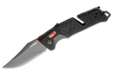 SOG Trident AT Black and Red Assisted Folding Knife Black Plain Bladfe SKU 11-12-01-57
