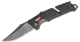 SOG Trident AT Black and Red Assisted Folding Knife Combo Blade SKU 11-12-02-57
