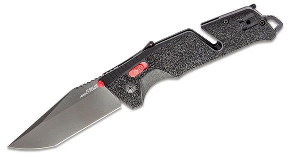 SOG Trident AT Black and Red Assisted Folding Knife Plain Blade SKU 11-12-04-57