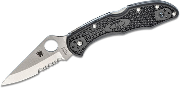 Spyderco Delica 4 Lockback Knife Black FRN Serr SKU C11PSBK
