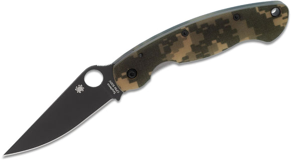 Spyderco Military Folding Knife Black Plain Blade, Digital Camo G10 Handles SKU C36GPCMOBK