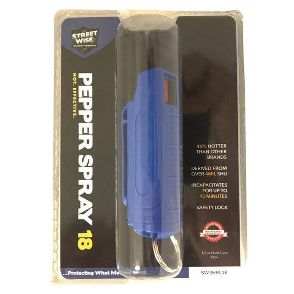 Streetwise 18 Pepper Spray 0.5 oz Hard-case Blue SKU SW3HBL18