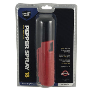 Streetwise 18 Stream Pepper Spray w/UV Marking Dye Red 1/2 oz Hard-Case SKU SW3HRD18