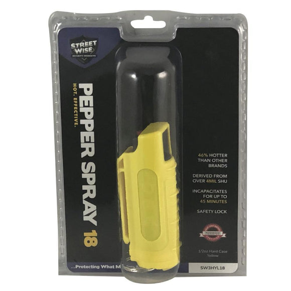 Streetwise 18 Pepper Spray 0.5 oz Hard-case Yellow SKU SW3HYL18