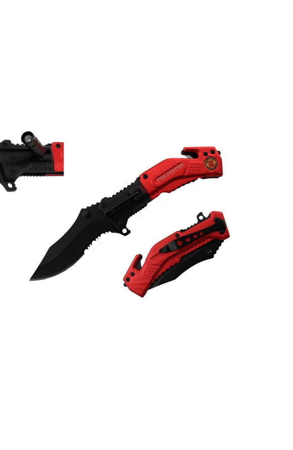 Firefighter Spring Assist Knife + Led Light SKU T102009FF