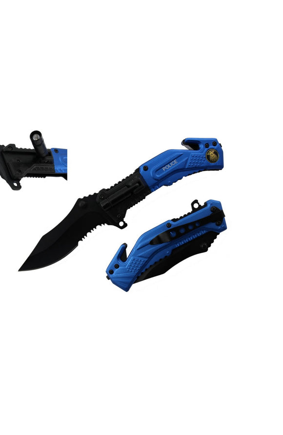 Police Spring Assist Knife + Led Light SKU T102009PO