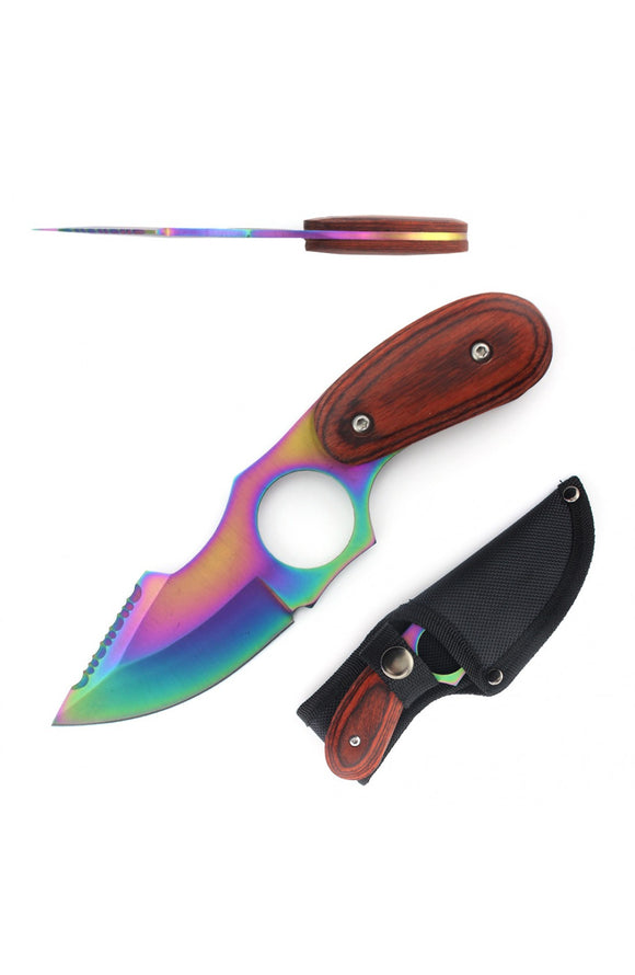 Rainbow Fixed Blade Knife With Sheath SKU T226098COL