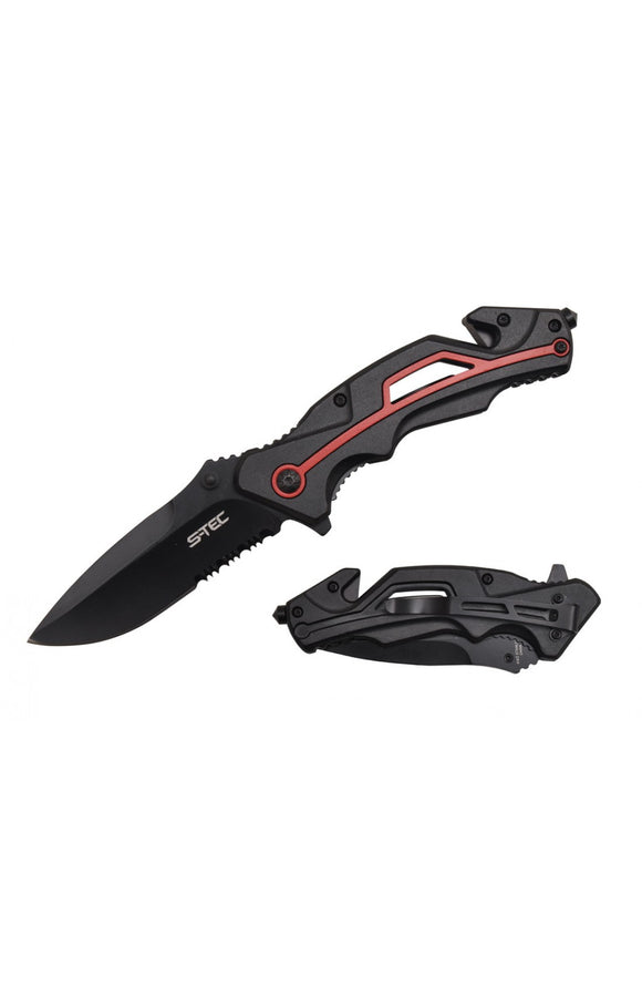 S-TEC Spring Assisted Aluminum Handle Folding Knife SKU T271365RD