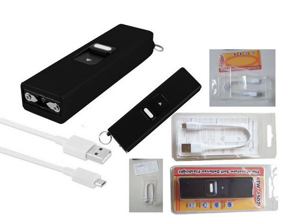 Rechargeable Stun Gun + Flashlight Uses Micro USB SKU T311502BK