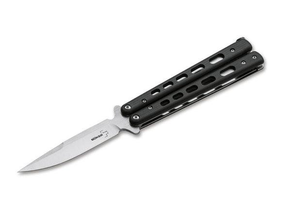 Böker Plus Large Balisong Butterfly Knife D2 Stainless-Steel Blade/Black G10 Handle SKU 06EX228