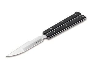 Böker Plus Large Balisong Butterfly Tactical Knife D2 Stainless-Steel Blade/Black G10 Handle SKU 06EX229