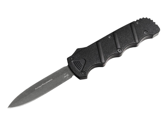 Böker Plus Kalashnikov Dagger OTF Automatic Knife Black Stonewash D2 SS Blade/Black Alum. Handle SKU 06EX354