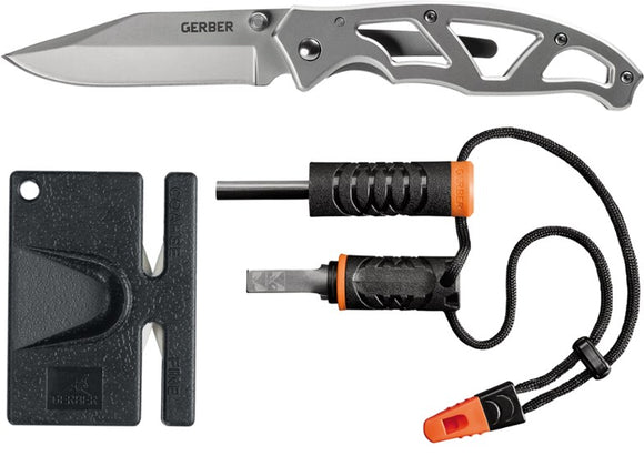Gerber Paraframe Knife, Sharpener and Fire Starter Set SKU 31