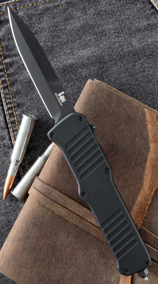 Hogue HK Incursion Tritium OTF Automatic Knife Black Aluminum SKU 54095