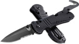 Benchmade Tactical Triage Rescue Folding Knife Black Combo Blade, Black G10 Handles, Safety Cutter, Glass Breaker  SKU 917SBK