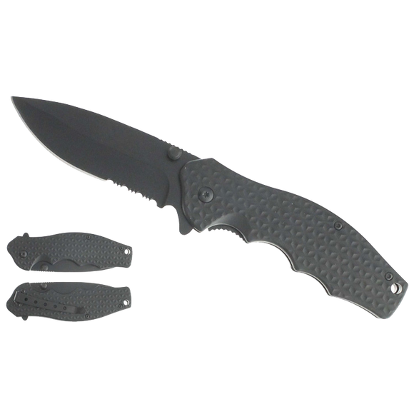 Spring Assisted Knife W/Black ABS Handle SKU KS1331BK