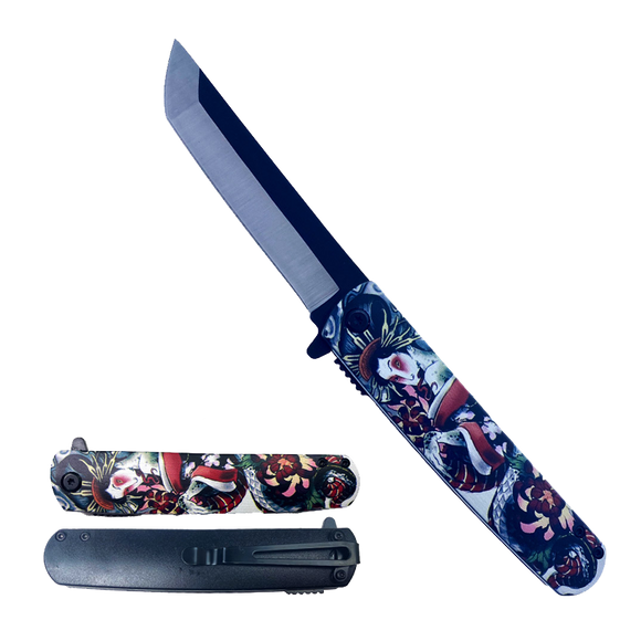 Falcon Tanto Spring Assisted Knife Geisha Girl 3D Print SKU KS61261-9