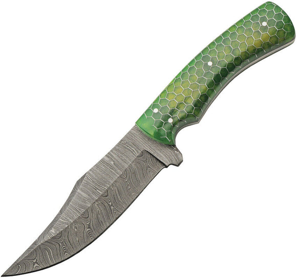 Damascus Green Viper Hunting Knife comes with Sheath SKU DM-1329