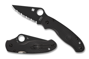 Spyderco Para 3 Lightweight Comp Lock Folding Knife Black LW Serrated SKU C223SBBK